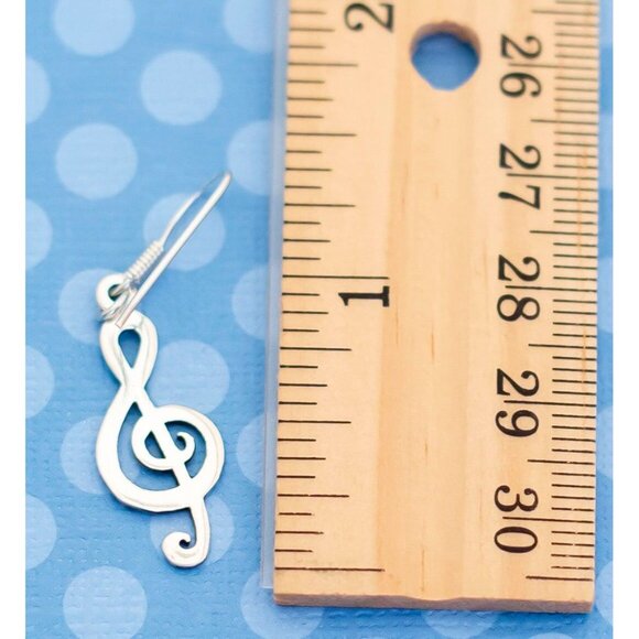 Vintage Boho Music Note Sterling Silver Dangle Earrings - M19 - Picture 2 of 2